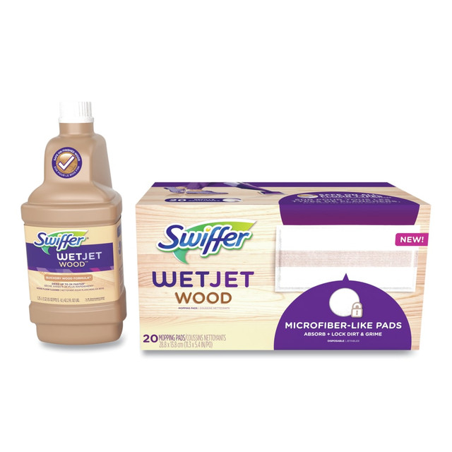 THE PROCTER & GAMBLE COMPANY Swiffer 80375740  WetJet System Wood Cleaning-Solution Refill With Mopping Pads, Unscented, 1.25 L