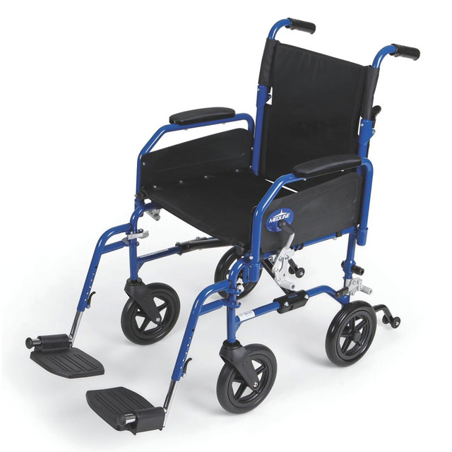 MEDLINE INDUSTRIES, INC. MDS806250NH2 Medline Hybrid 2 Transport Wheelchair, 16in Seat, Blue