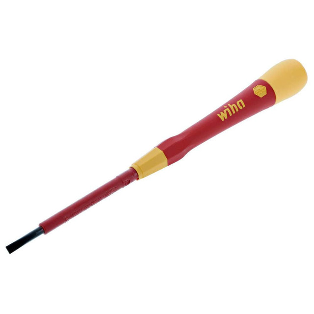 Wiha 32004 Precision & Specialty Screwdrivers; Tool Type: Terminal Block Screwdriver; Precision Bit Screwdriver; Blade Length (mm): 60; Handle Length: 100 mm; Handle Color: Red; Yellow; Finish: Oxide; Plastic Coated; Body Material: Composite; Insulat