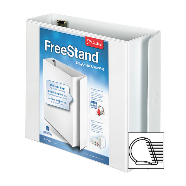 CARDINAL BRANDS, INC 43130 Cardinal Freestand Easy-Open ClearVue Locking 3-Ring Binder, 3in Slant Rings, White CARDINAL BRANDS, INC 43130 Cardinal Freestand Easy-Open ClearVue Locking 3-Ring Binder, 3in Slant Rings, White