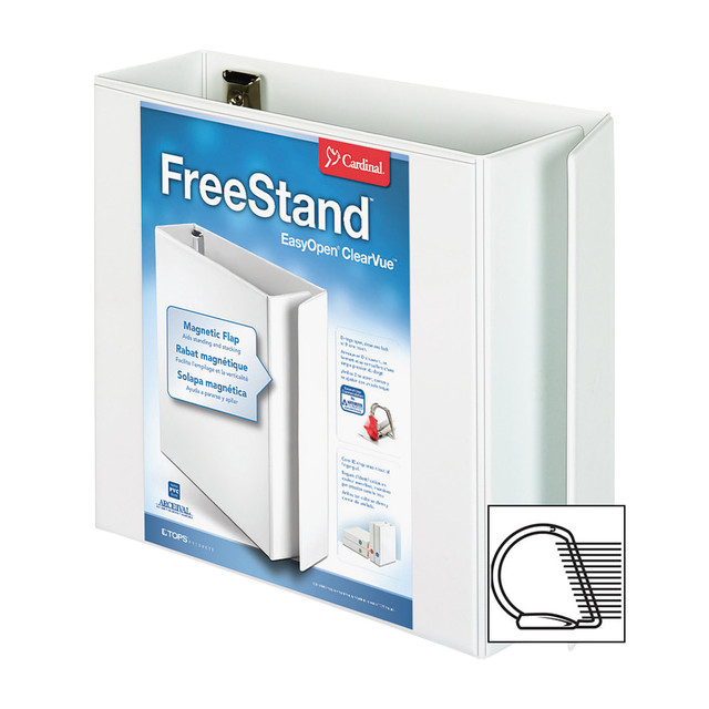 CARDINAL BRANDS, INC 43140CB Cardinal FreeStand Easy-Open ClearVue 3-Ring Binder, 4in Round Rings, White