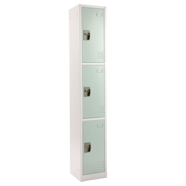 ADIR CORP. Alpine ADI629-203-MGRN-PKG-2  Large 3-Tier Steel Lockers, 72inH x 12inW x 12inD, Misty Green, Pack Of 2 Lockers