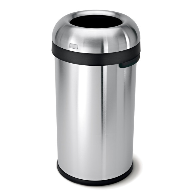 SIMPLEHUMAN LLC CW1407 simplehuman? Bullet Round Metal Open Trash Can, 16 Gallons, 29-4/5inH x 16-1/10inW x 15-4/5inD, Brushed Stainless Steel