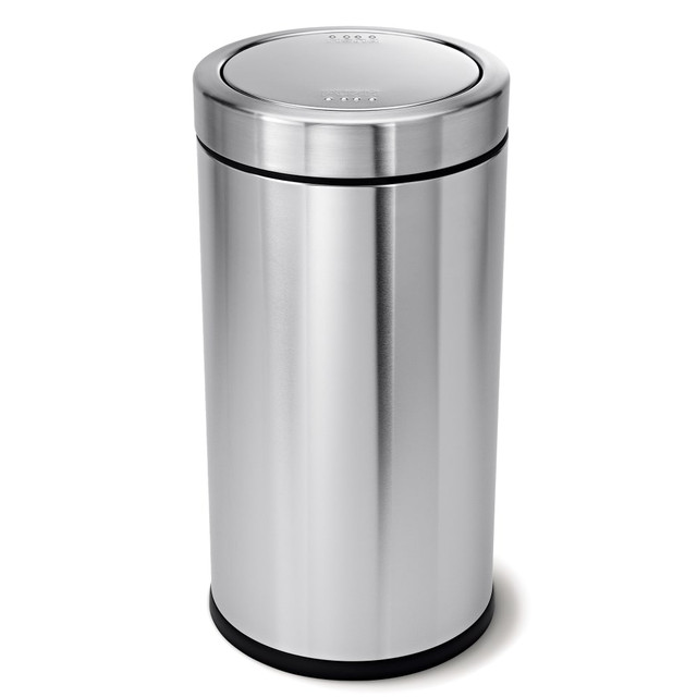 SIMPLEHUMAN LLC CW1442 simplehuman Swing-Top Commercial Trash Can, 14.5 Gallons, Brushed Stainless Steel