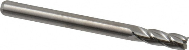 M.A. Ford. 11112500 Square End Mill: 1/8'' Dia, 3/8'' LOC, 1/8'' Shank Dia, 1-1/2'' OAL, 4 Flutes, Solid Carbide