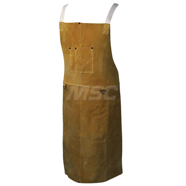 PIP 3142 Bib Apron: Welding, Kevlar & Pigskin Leather, 42" OAL, Neck & Waist Straps Closure