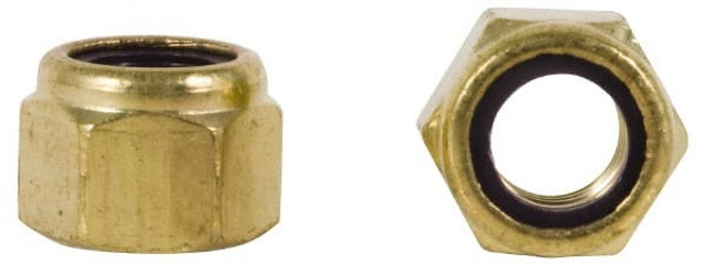 Value Collection 7-N-25C Hex Lock Nut: Insert, Nylon Insert, 1/4-20, Brass, Uncoated