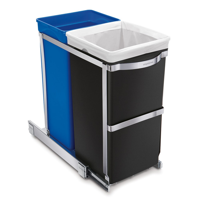 SIMPLEHUMAN LLC CW1016 simplehuman Pull-Out Trash Can Recycler, 9.3 Gallons SIMPLEHUMAN LLC CW1016 simplehuman Pull-Out Trash Can Recycler, 9.3 Gallons