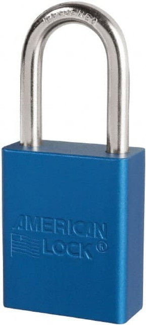 American Lock S1106BLU Lockout Padlock: Keyed Different, Key Retaining, Aluminum, Plated Metal Shackle, Blue