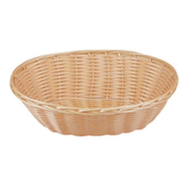 TABLECRAFT PRODUCTS, INC. 1174W Tablecraft Oval Woven Plastic Baskets, 2-1/4inH x 6inW x 9inD, Beige, Pack Of 12 Baskets