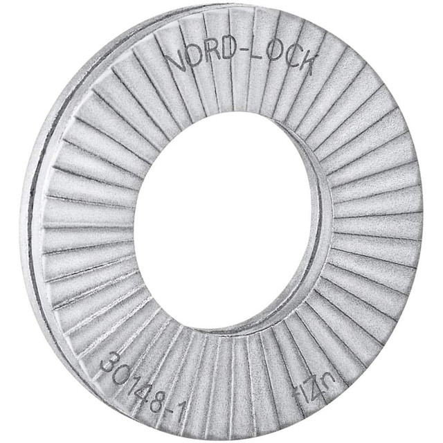 Nord-Lock 2707 Wedge Lock Washer: 1.218" OD, 0.608" ID, Steel, Grade 2, Zinc-Plated