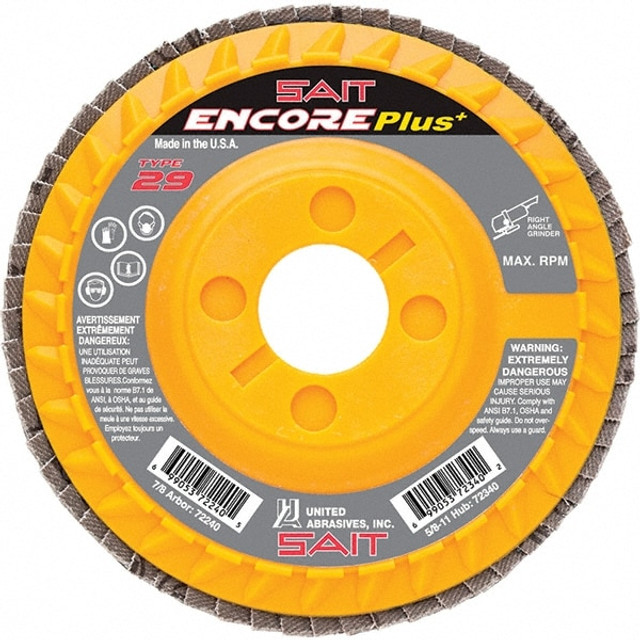 Sait 72238 Flap Disc: 7/8" Hole, 36 Grit, Zirconia Alumina, Type 29