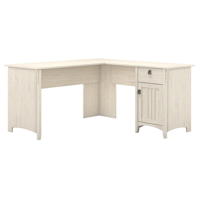 BUSH INDUSTRIES INC. SAD160AW-03 Bush Business Furniture Salina 60inWs L-Shaped Corner Desk With Storage, Antique White, Standard Delivery BUSH INDUSTRIES INC. SAD160AW-03 Bush Business Furniture Salina 60inWs L-Shaped Corner Desk With Storage, Antique White, Standard Delivery