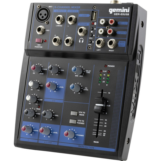 INNOVATIVE CONCEPTS AND DESIGN LLC GEM-05USB Gemini Sound GEM-05USB: Compact 5 Channel Bluetooth Mixer - Analog - 5 Channel(s) - USB - Bluetooth - Black INNOVATIVE CONCEPTS AND DESIGN LLC GEM-05USB Gemini Sound GEM-05USB: Compact 5 Channel Bluetooth Mixer - Analog - 5 Channel(s) - USB - Bluetooth - Black