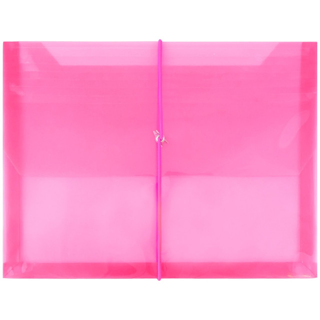 JAM PAPER AND ENVELOPE JAM Paper 218E25FU  Plastic Booklet Envelope, Letter-Size, 9 3/4in x 13in, Bungee Closure, Fuchsia Pink