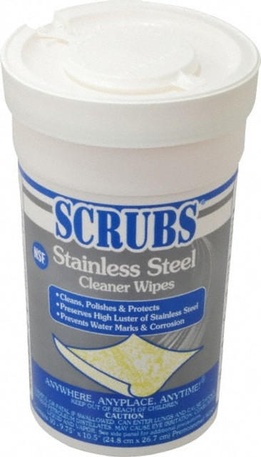 Scrubs 91930 Stainless Steel Cleaner & Polish: Wipes, Center Pull Bucket, Citrus Scent