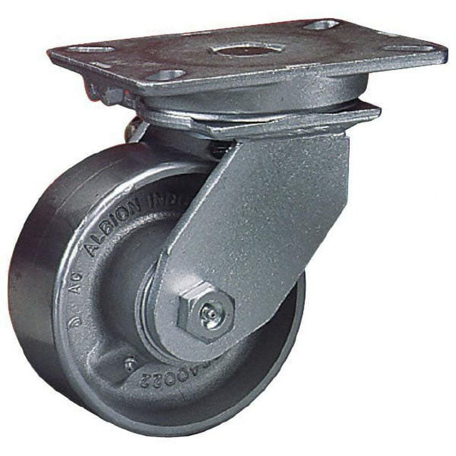 Albion 90CA12501S Swivel Top Plate Caster: Cast Iron, 12" Wheel Dia, 3" Wheel Width, 2,800 lb Capacity, 15-1/2" OAH