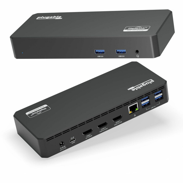 PLUGABLE TECHNOLOGIES UD-3900PDZ Plugable USB C Triple Display Docking Station with Laptop Charging, for Thunderbolt, USB4, or USB C Systems, Compatible with Windows, macOS, ChromeOS laptops - 3x HDMI, 6x USB 5Gbps Ports, 100W USB PD) PLUGABLE TECHNOLOGIES UD-3900PDZ Plugable USB C Triple Display Docking Station with Laptop Charging, for Thunderbolt, USB4, or USB C Systems, Compatible with Windows, macOS, ChromeOS laptops - 3x HDMI, 6x USB 5Gbps Ports, 100W USB PD)