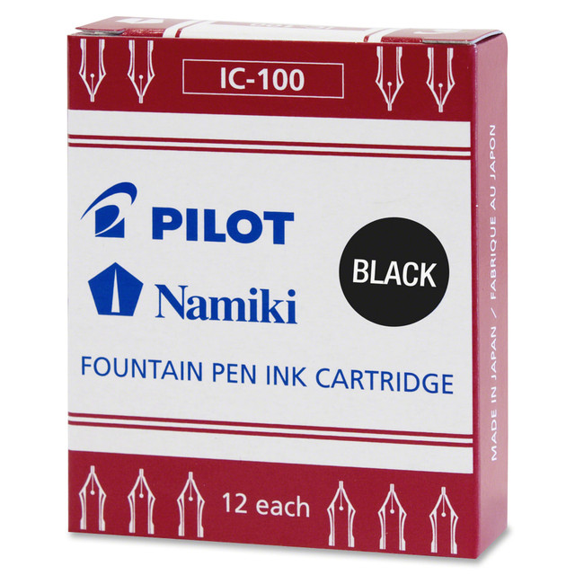 PILOT CORPORATION OF AMERICA Pilot 69100  Fountain Pen Ink Cartridges, Fine Point, Black Ink, Pack Of 12