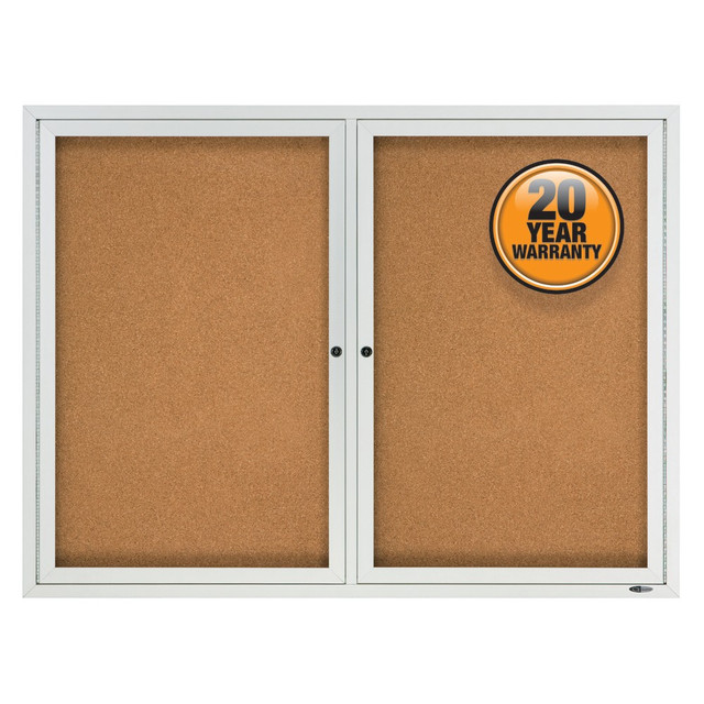 ACCO BRANDS USA, LLC Quartet 2124  Enclosed Outdoor 2-Door Bulletin Board, 36in x 48in, Aluminum Frame With Silver Finish