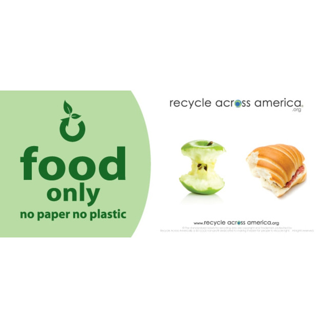 PACKAGING DYNAMICS Recycle Across America FOOD-0409  Food Standardized Recycling Label, FOOD-0409, 4in x 9in, Light Green