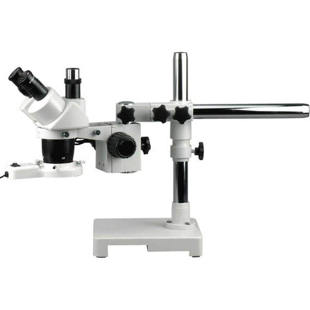 AmScope SW-3T24-FRL Microscopes; Microscope Type: Stereo ; Eyepiece Type: Trinocular ; Arm Type: Boom Stand; Single Arm ; Image Direction: Upright ; Eyepiece Magnification: 10x