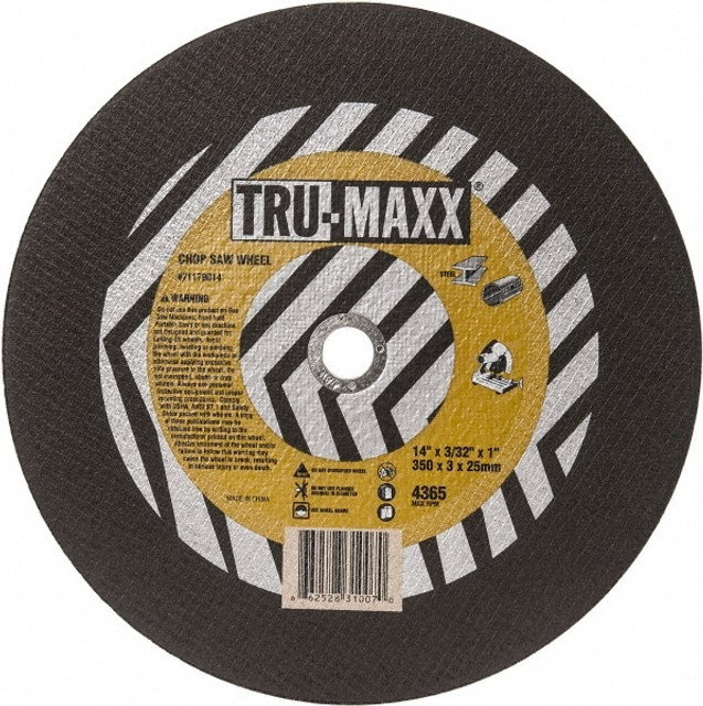 Tru-Maxx 602020 Cut-Off Wheel: Type 1, 14" Dia, 3/32" Thick, 1" Hole, Aluminum Oxide