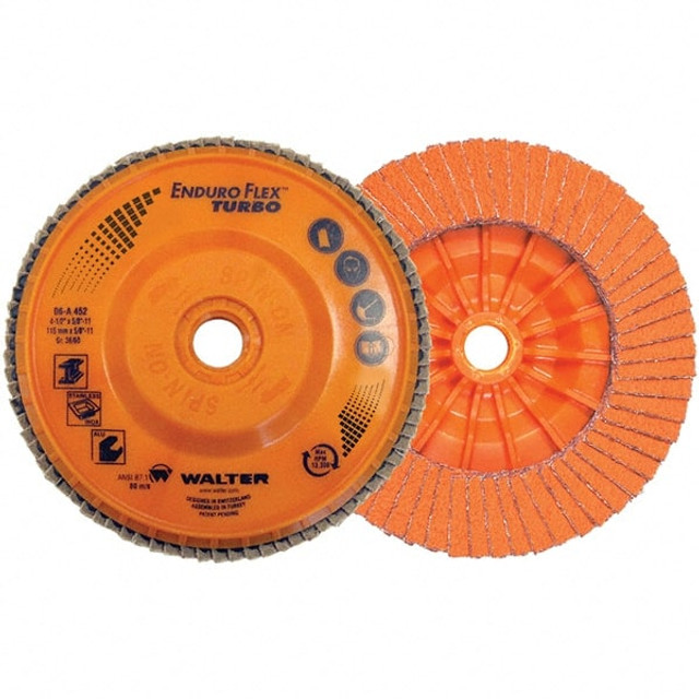 WALTER Surface Technologies 06A462 Flap Disc: 7/8" Hole, 36 & 60 Grit, Ceramic, Type 27