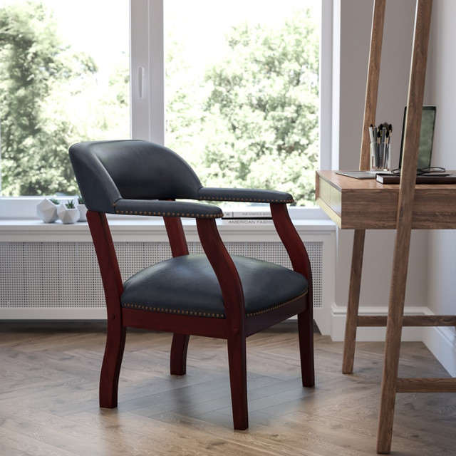 FLASH FURNITURE B-Z105-NAVY-GG Vinyl Conference Chair with Accent Nail Trim, Navy FLASH FURNITURE B-Z105-NAVY-GG Vinyl Conference Chair with Accent Nail Trim, Navy