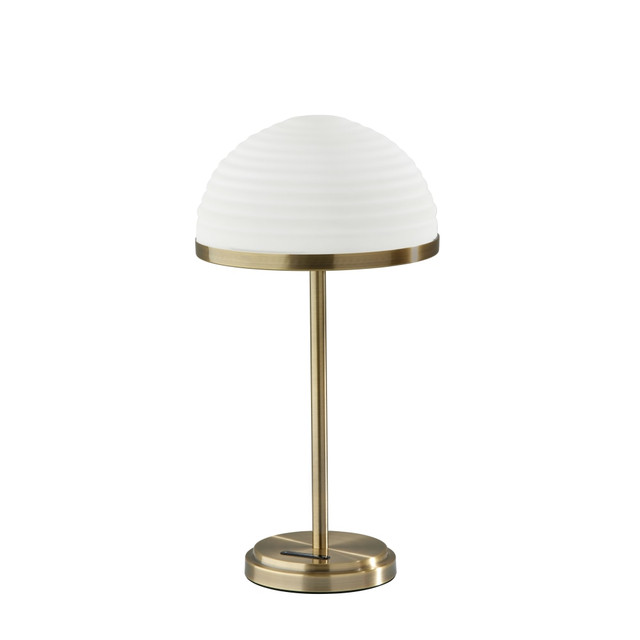 ADESSO INC 5187-21 Adesso Juliana LED Table Lamp with Smart Switch, 21inH, Frosted Shade/Antique Brass Base