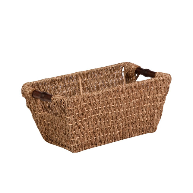 HONEY-CAN-DO INTERNATIONAL, LLC STO-02964 Honey-Can-Do Seagrass Basket With Handles, Small Size, 6 1/4in x 6 1/4in x 14 1/4in, Brown/Natural