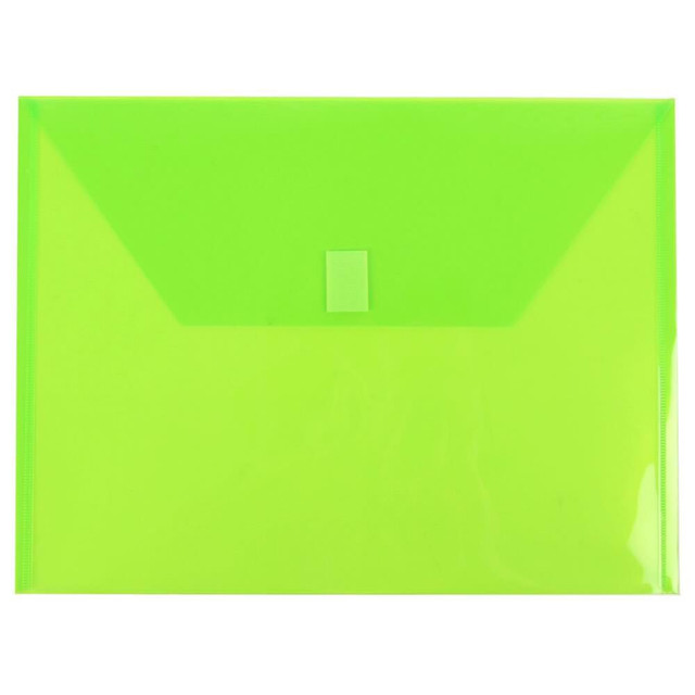 JAM PAPER AND ENVELOPE 218V0LI JAM Paper Plastic Booklet Envelopes, Letter-Size, 9 3/4in x 13in, Hook & Loop Closure, Lime Green, Pack Of 12