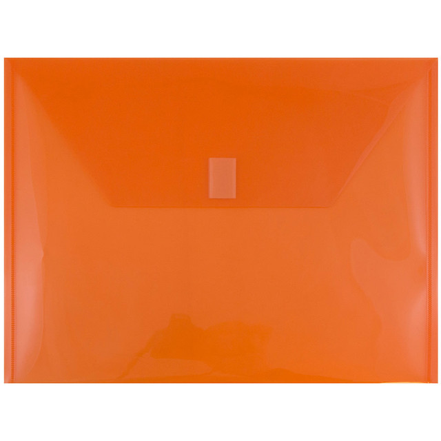 JAM PAPER AND ENVELOPE 218V0OR JAM Paper Plastic Booklet Envelopes, Letter-Size, 9 3/4in x 13in, Hook & Loop Closure, Orange, Pack Of 12