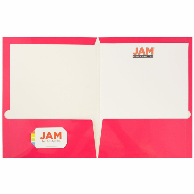 JAM PAPER AND ENVELOPE 385GFUA JAM Paper Glossy 2-Pocket Presentation Folders, Hot Pink, Pack Of 6