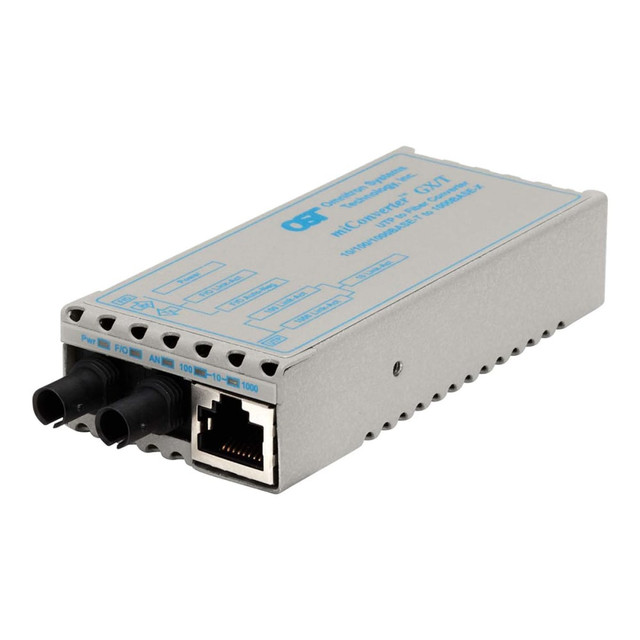 OMNITRON SYSTEMS TECHNOLOGY, INC. 1220-0-6 Omnitron miConverter GX/T - Fiber media converter - GigE - 10Base-T, 100Base-TX, 1000Base-T, 1000Base-X - ST multi-mode / RJ-45 - up to 1800 ft - 850 nm