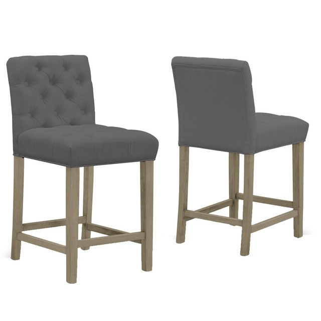 GLAMOUR HOME GHSTL-1297  Alee Bar Stools, Gray/Antique Wood, Set Of 2 Stools