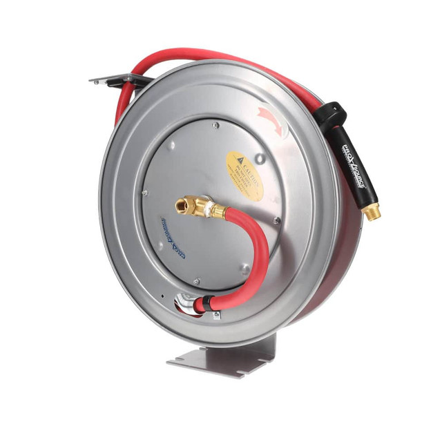 PRO-SOURCE 2810055010PRO Hose Reel with Hose: 1/2" ID Hose x 50', Spring Retractable