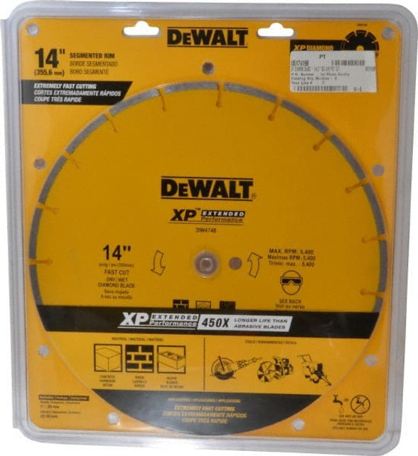 DeWALT DW4748 14" Diam, 1" Arbor Hole Diam, Wet & Dry Cut Saw Blade