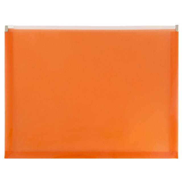 JAM PAPER AND ENVELOPE JAM Paper 218Z1OR  #10 Plastic Envelopes, Zipper Closure, Orange, Pack Of 12