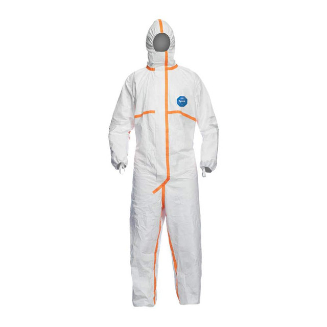 Dupont TJ198TWHLG0025P Disposable Coveralls: Size Large, Tyvek, Zipper Closure