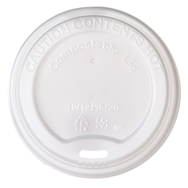 OFFICE DEPOT EP-CMPSTLIDPK Highmark ECO Compostable Hot Coffee Cup Lids, White, Pack Of 50