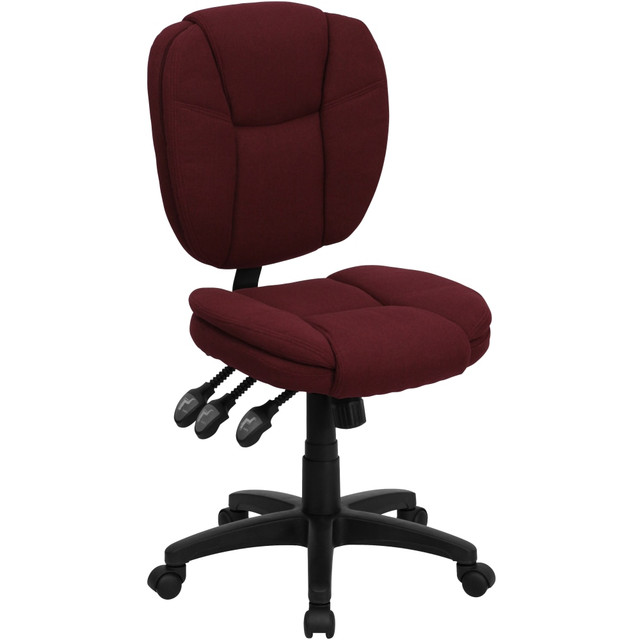 FLASH FURNITURE GO-930F-BY-GG  Fabric Mid-Back Multifunction Ergonomic Swivel Task Chair, Burgundy/Black