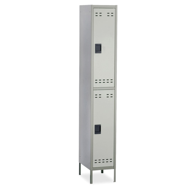 SAFCO PRODUCTS CO 5523GR Safco Double-Tier Two-Tone Locker With Legs, 78inH x 18inW x 12inD, Gray SAFCO PRODUCTS CO 5523GR Safco Double-Tier Two-Tone Locker With Legs, 78inH x 18inW x 12inD, Gray