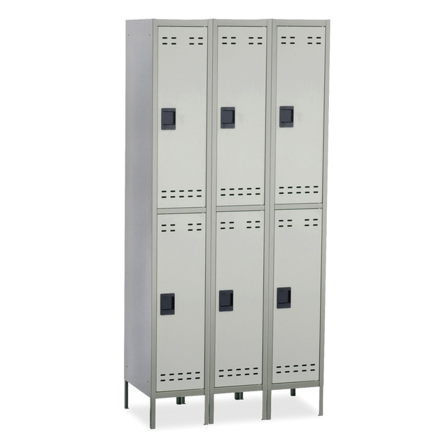 SAFCO PRODUCTS CO 5526GR Safco Double-Tier Two-Tone 3-Column Locker With Legs, 78inH x 36inW x 18inD, Gray SAFCO PRODUCTS CO 5526GR Safco Double-Tier Two-Tone 3-Column Locker With Legs, 78inH x 36inW x 18inD, Gray