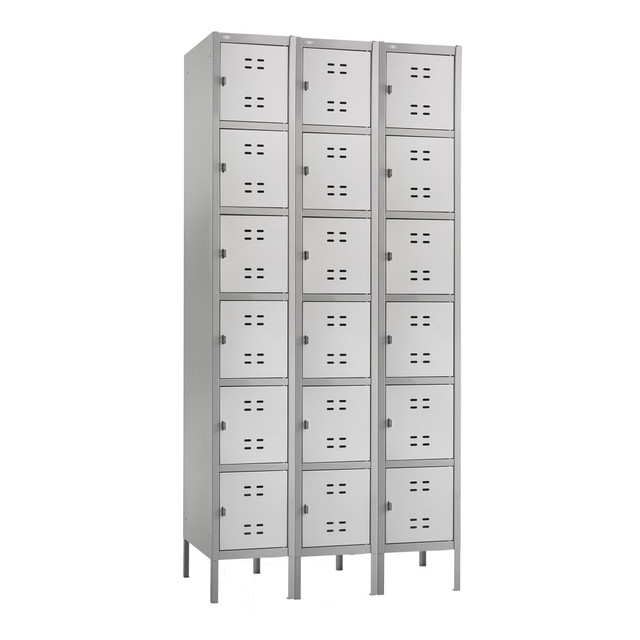 SAFCO PRODUCTS CO 5527GR Safco Six-Tier Two-Tone 3-Column Locker With Legs, 78inH x 36inW x 18inD, Gray SAFCO PRODUCTS CO 5527GR Safco Six-Tier Two-Tone 3-Column Locker With Legs, 78inH x 36inW x 18inD, Gray