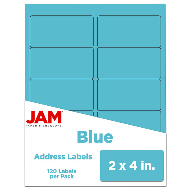 JAM PAPER AND ENVELOPE 302725768 JAM Paper Mailing Address Labels, Rectangle, 2in x 4in, Blue, Pack Of 120