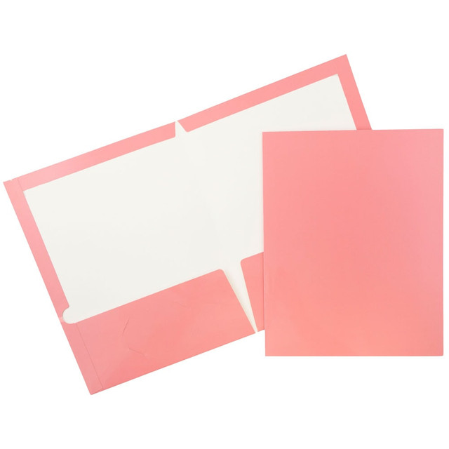 JAM PAPER AND ENVELOPE JAM Paper 31225348U  Glossy 2-Pocket Presentation Folders, Baby Pink, Pack of 6