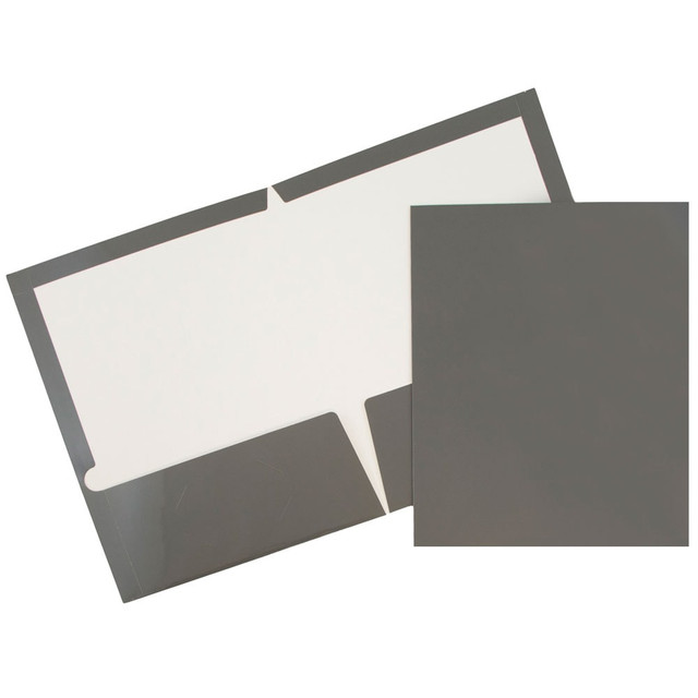 JAM PAPER AND ENVELOPE 31225352U JAM Paper Glossy 2-Pocket Presentation Folders, Gray, Pack of 6