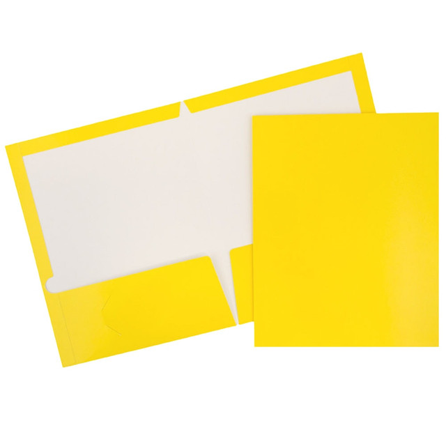 JAM PAPER AND ENVELOPE 385GYEA JAM Paper Glossy 2-Pocket Presentation Folders, Yellow, Pack of 6