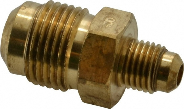 Parker 42F-8-4 Brass Flared Tube Union: 1/2 x 1/4" Tube OD, 3/4-16 Thread, 45 ° Flared Angle